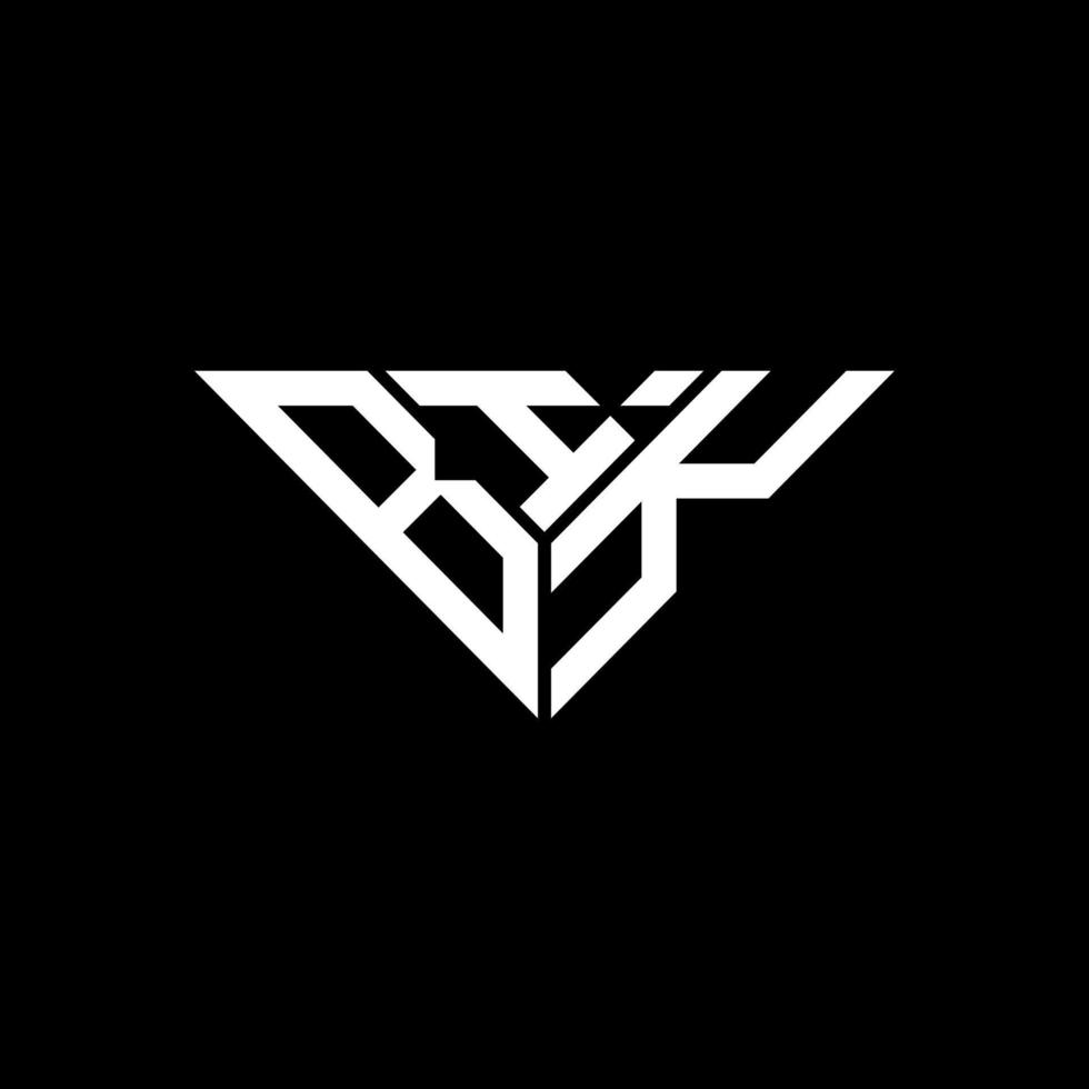 BIK letter logo creative design with vector graphic, BIK simple and modern logo in triangle shape.