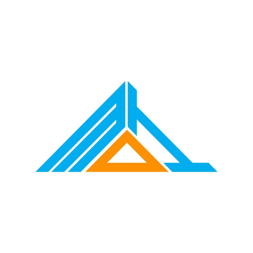 diseño creativo del logotipo de la letra moi con gráfico vectorial, logotipo simple y moderno de moi en forma de triángulo. vector