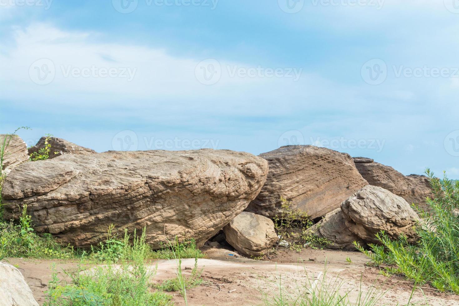 stone landscape, cloud and blue sky photo