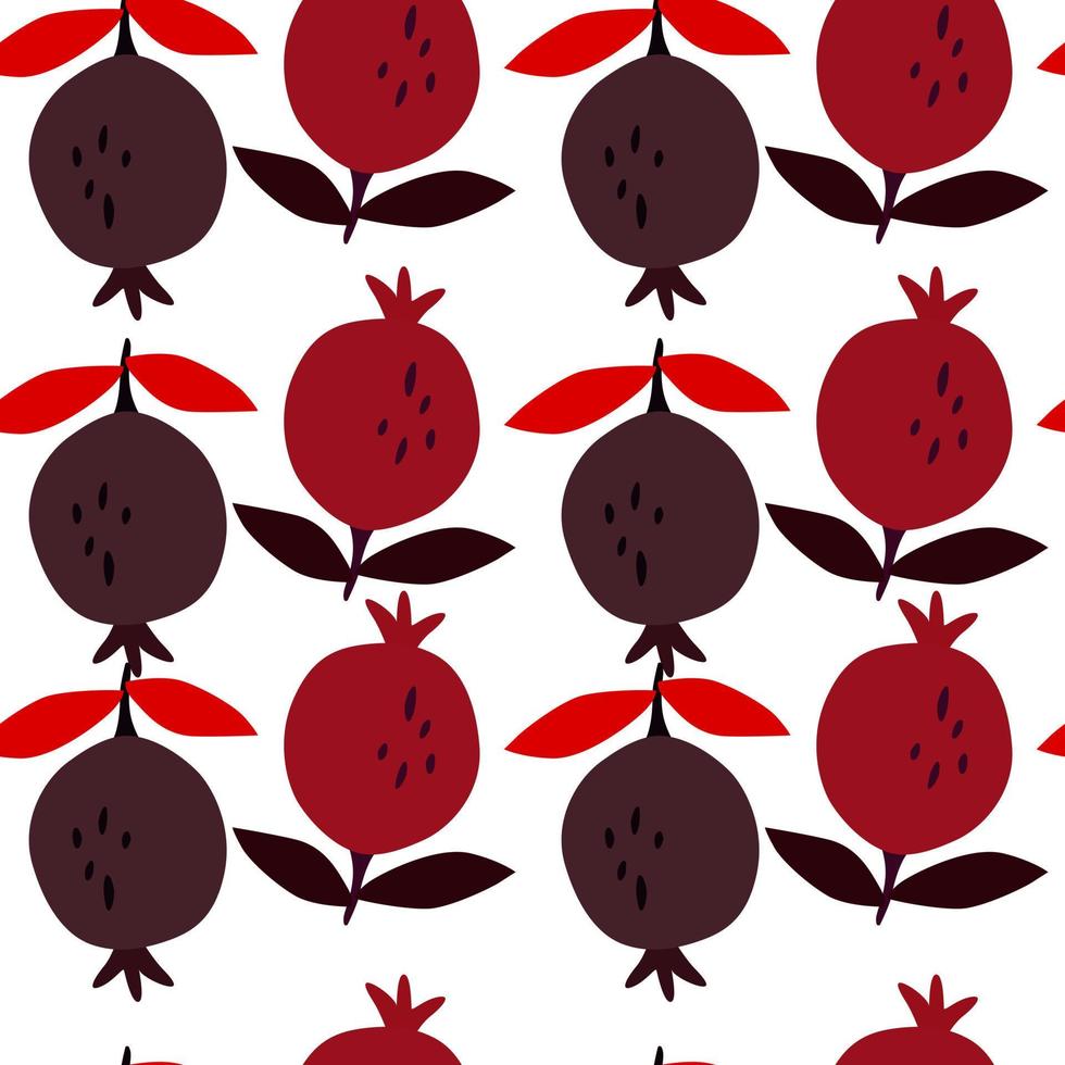 Seamless pattern with pomegranate fruit. Botanical fruits wallpaper. vector