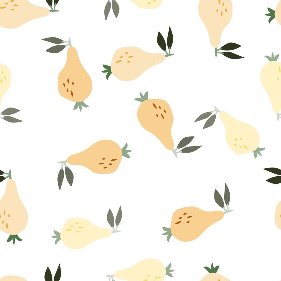 Hand drawn pears seamless pattern. Fruits botanical backdrop. vector