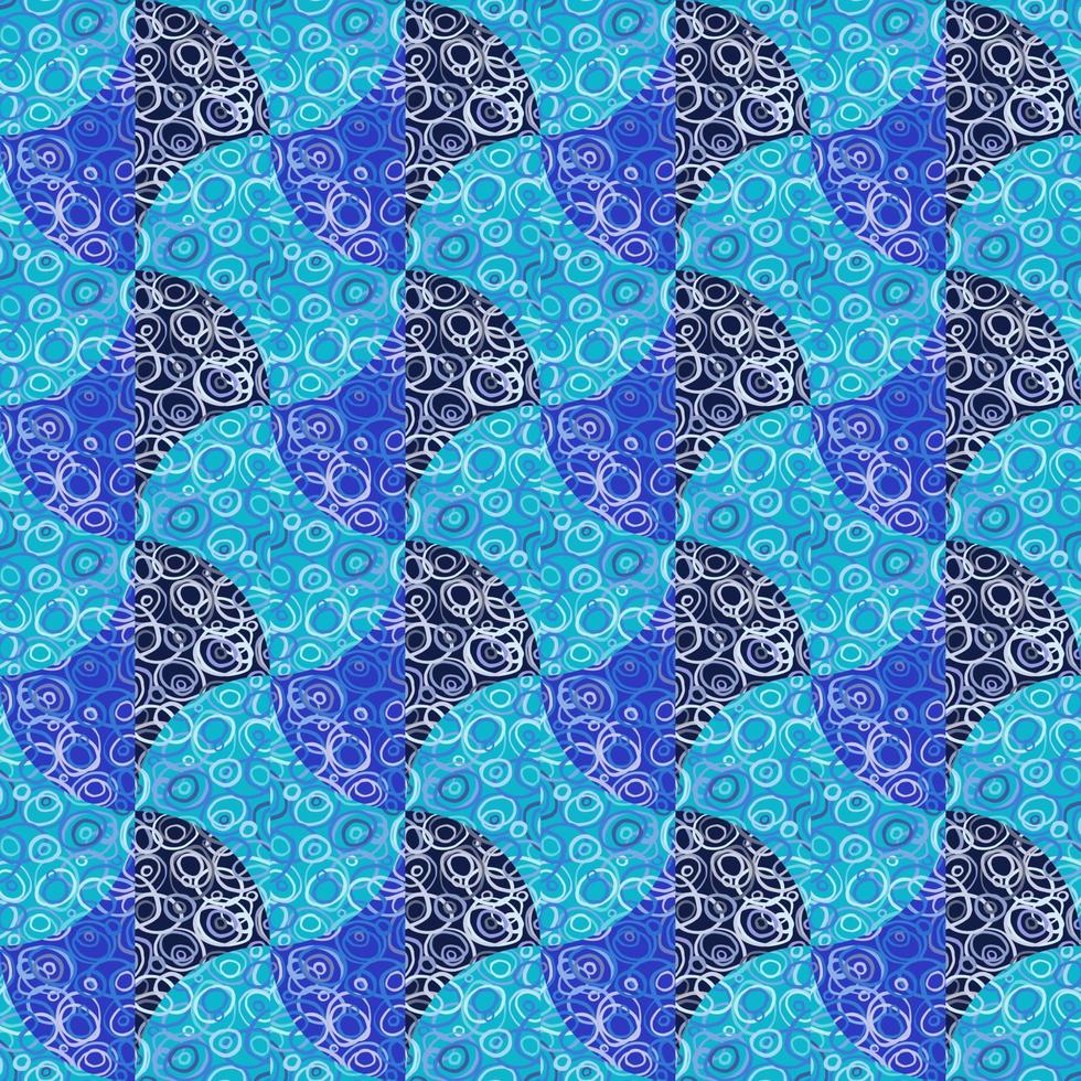 Decorative kaleidoscope mosaic ornament. Circle shapes seamless pattern. Doodle style. vector