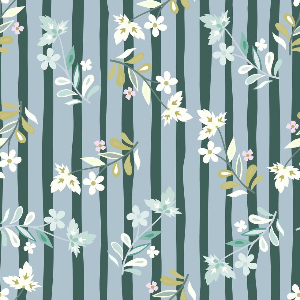Abstract cute leaves and flower seamless pattern. Beautiful floral wallpaper. Cute plants endless backdrop. vector