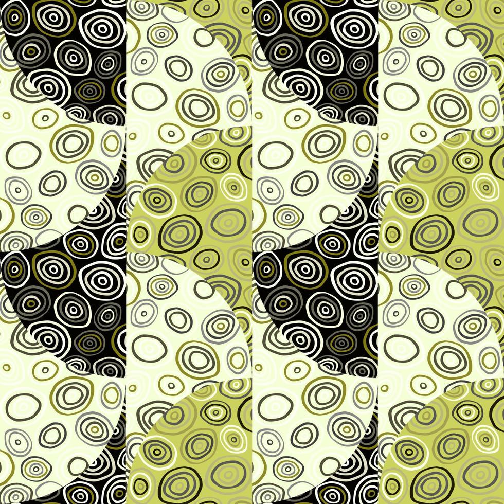 Hand drawn circle shapes seamless pattern. Decorative kaleidoscope mosaic ornament. vector