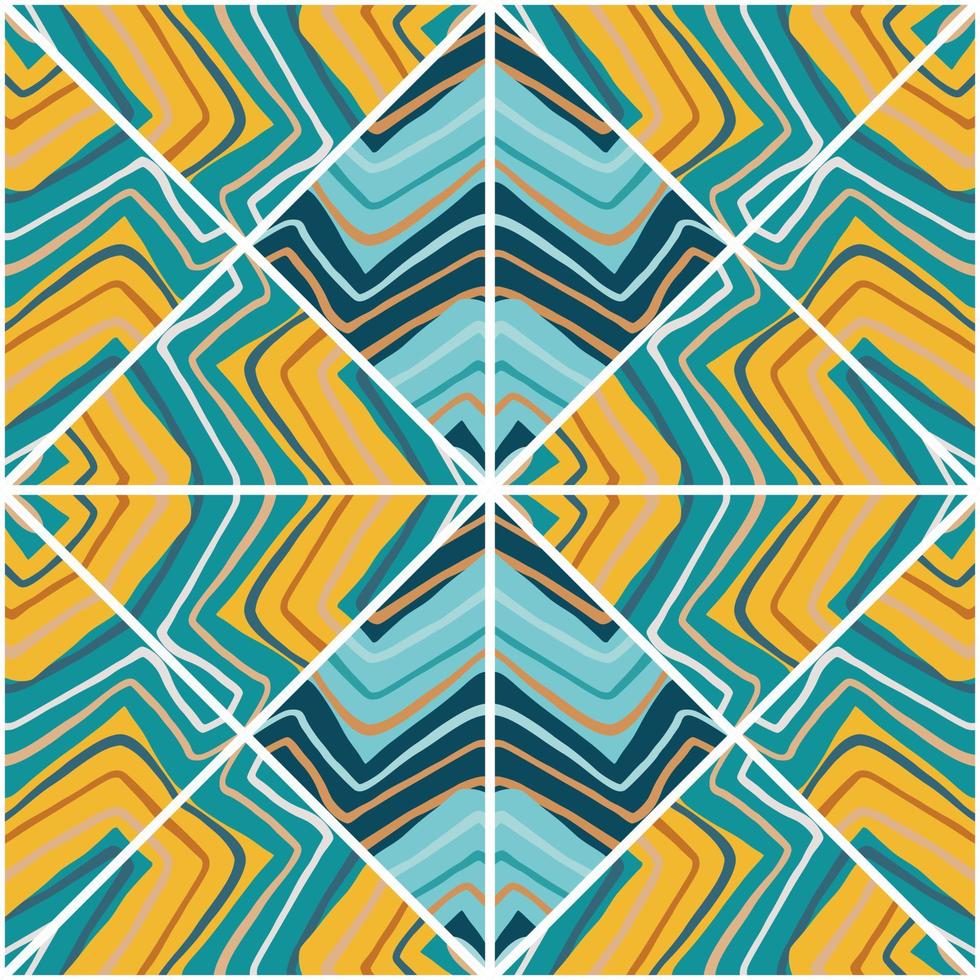 Fondo de pantalla sin fin de azulejos lineales dibujados a mano. patrón sin costuras de mosaico de ondas en zigzag abstracto. ornamento de línea vintage vector