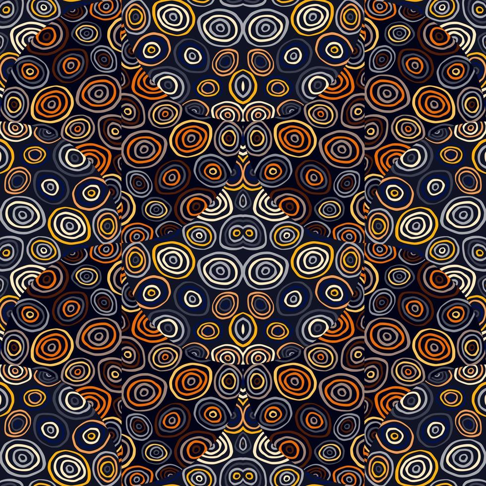 Hand drawn circle shapes seamless pattern. Decorative kaleidoscope mosaic ornament. vector