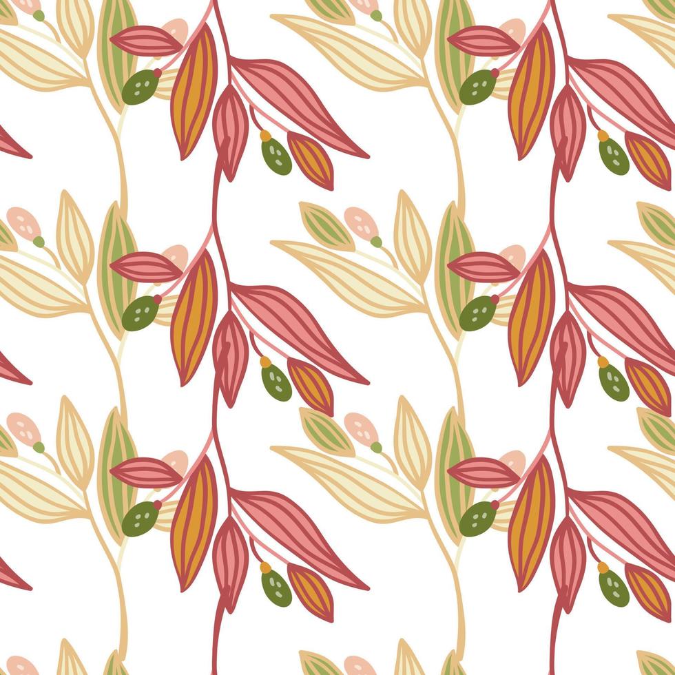 Barberry twigs seamless pattern. Wild berries floral wallpaper. vector