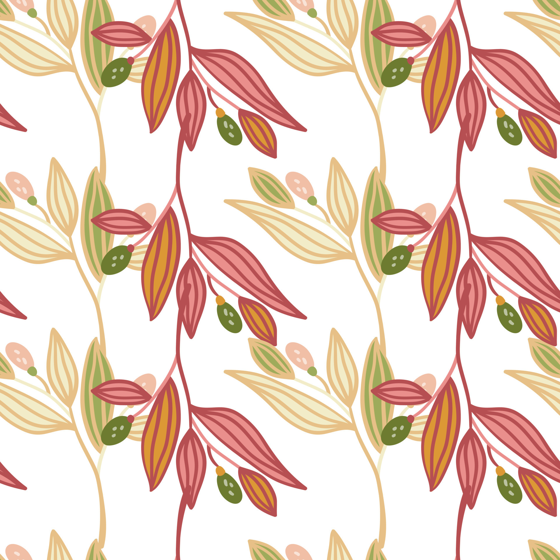 Barberry twigs seamless pattern. Wild berries floral wallpaper
