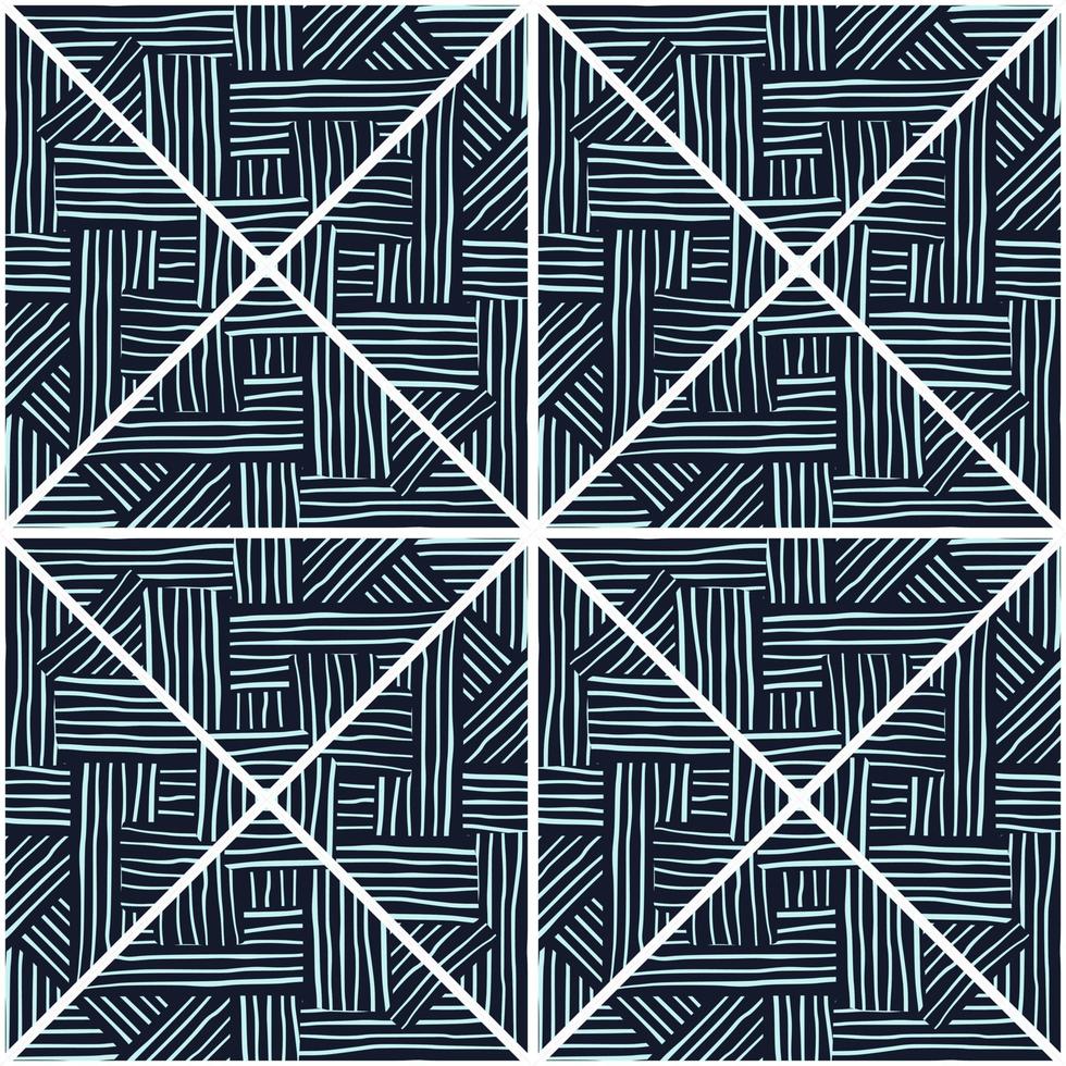 Tribal lines mosaic seamless pattern. Creative stripes vintage ornament. Abstract geometric ethnic tile. vector