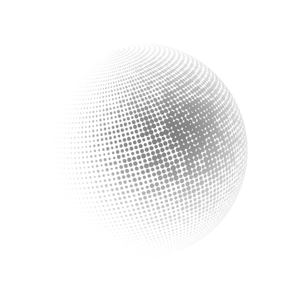 Halftone sphere dotted vector illustration. Circle halftone patterns dots logo. Globe vector illustration.