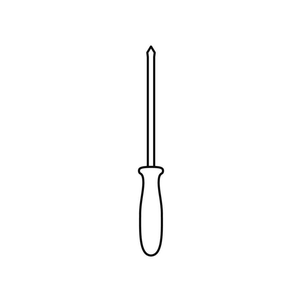 Screwdriver icon on white backdrop. Outline simple vector illustration. Isolated object.