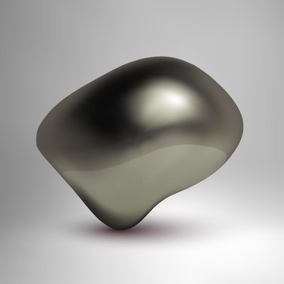Metallic fluid shape. 3d liquid bubble. vector