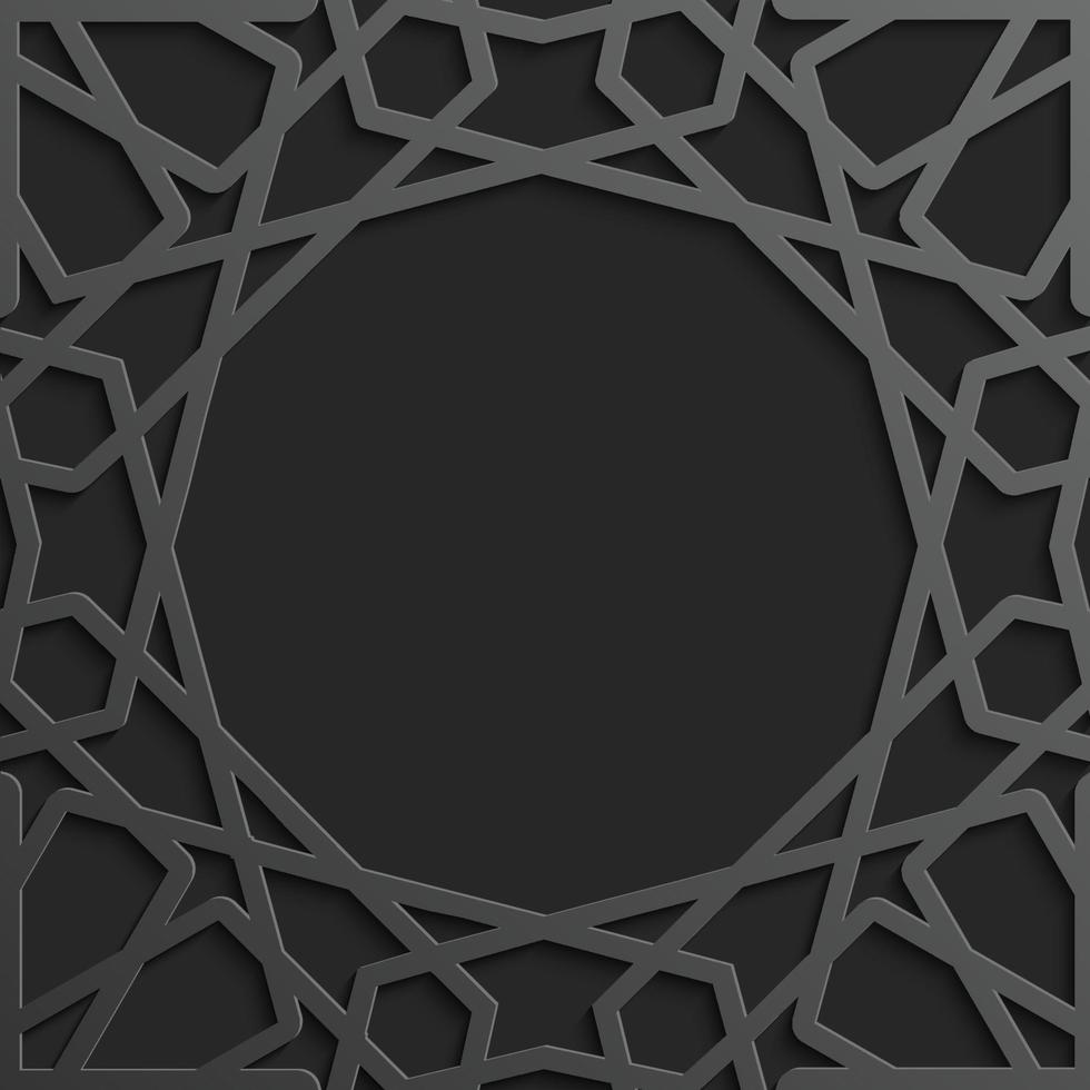 Black islamic pattern geometric background. Ramadan kareem oriental style vector illustration. Ramadhan mubarak vector pattern. Arabic ornament illustration. EPS10.