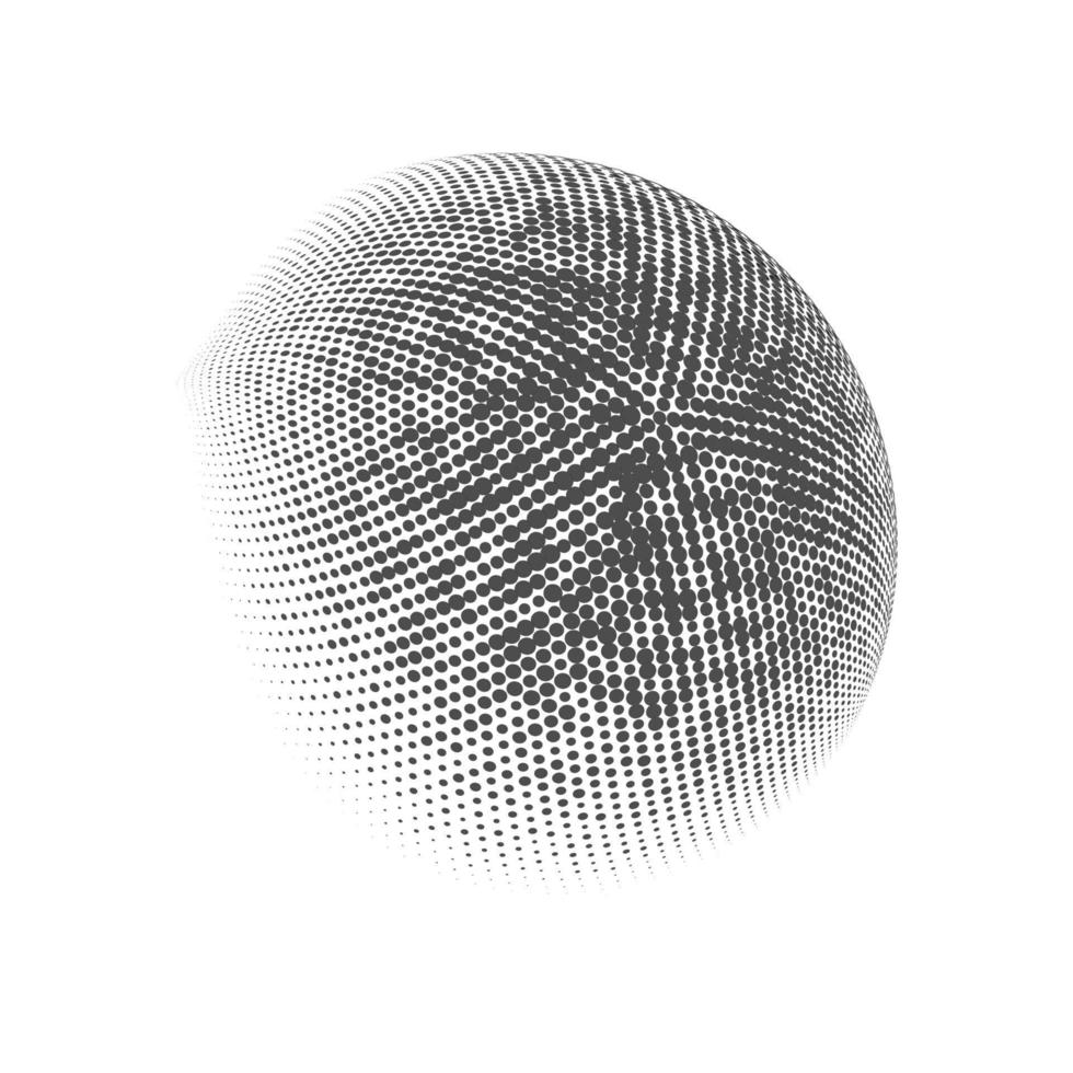 Halftone sphere dotted vector illustration. Circle halftone patterns dots logo. Globe vector illustration.