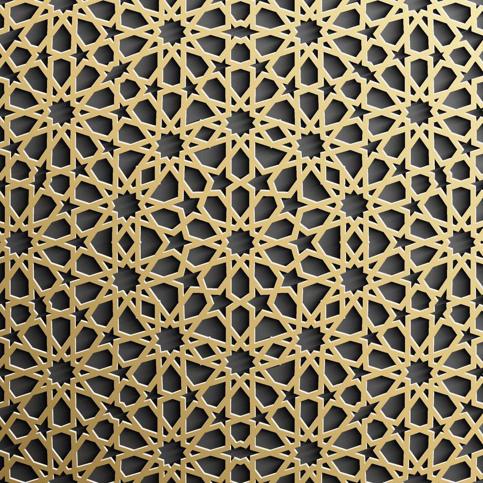 Gold islamic pattern on black background. Islamic ornament vector, persian motiff. vector