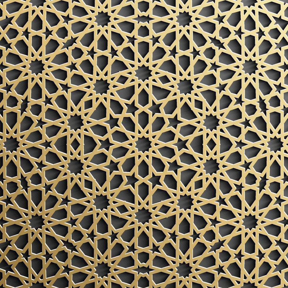 Gold islamic pattern on black background. Islamic ornament vector, persian motiff. vector