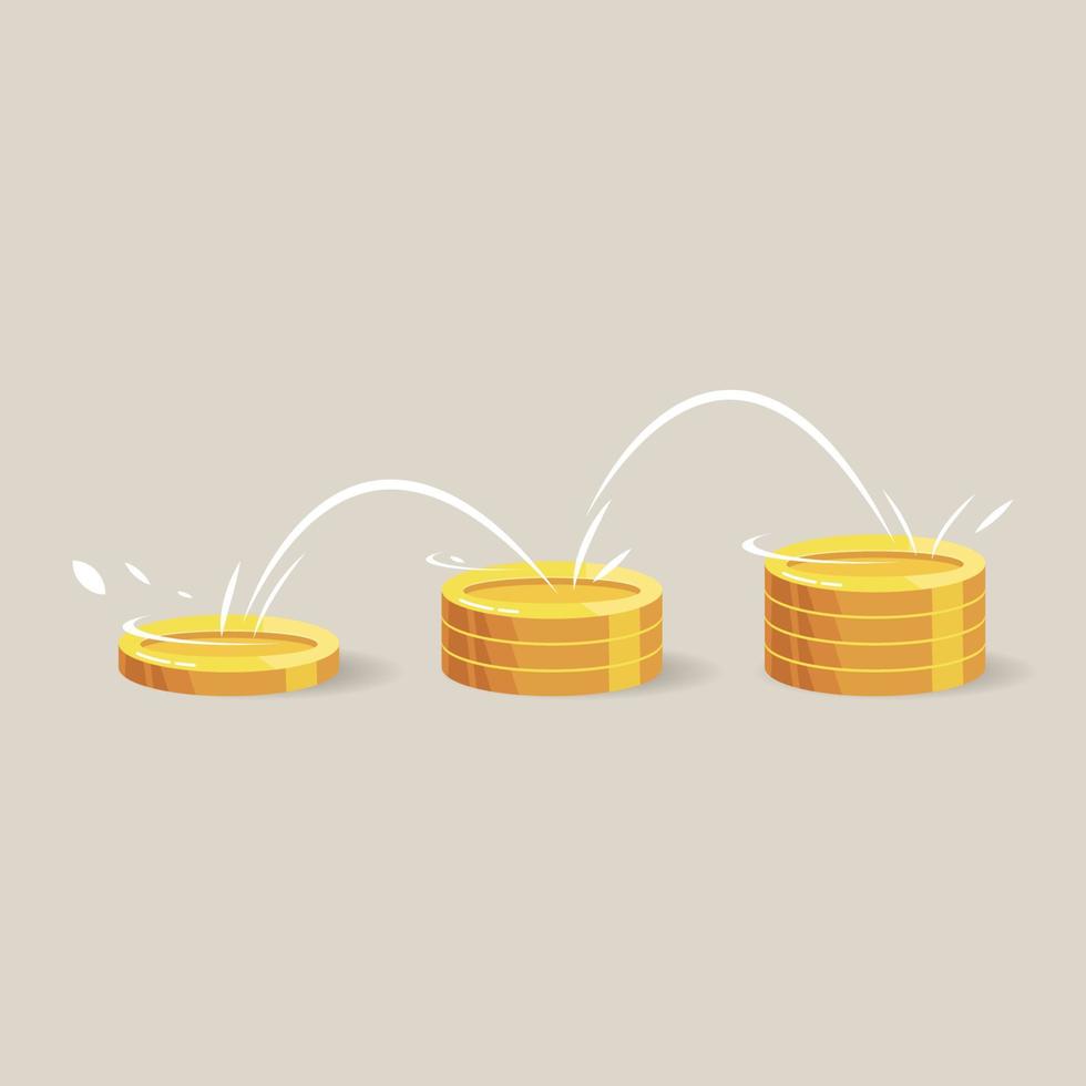 Vector illustration of coins in different stacks