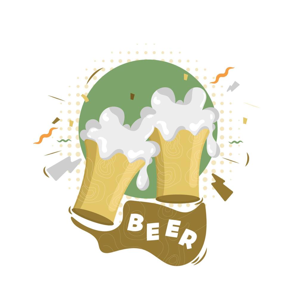 ilustración vectorial de cerveza con 2 vasos vector