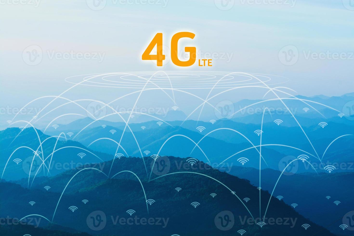 4G network concept in landscape nature mountain forest photo