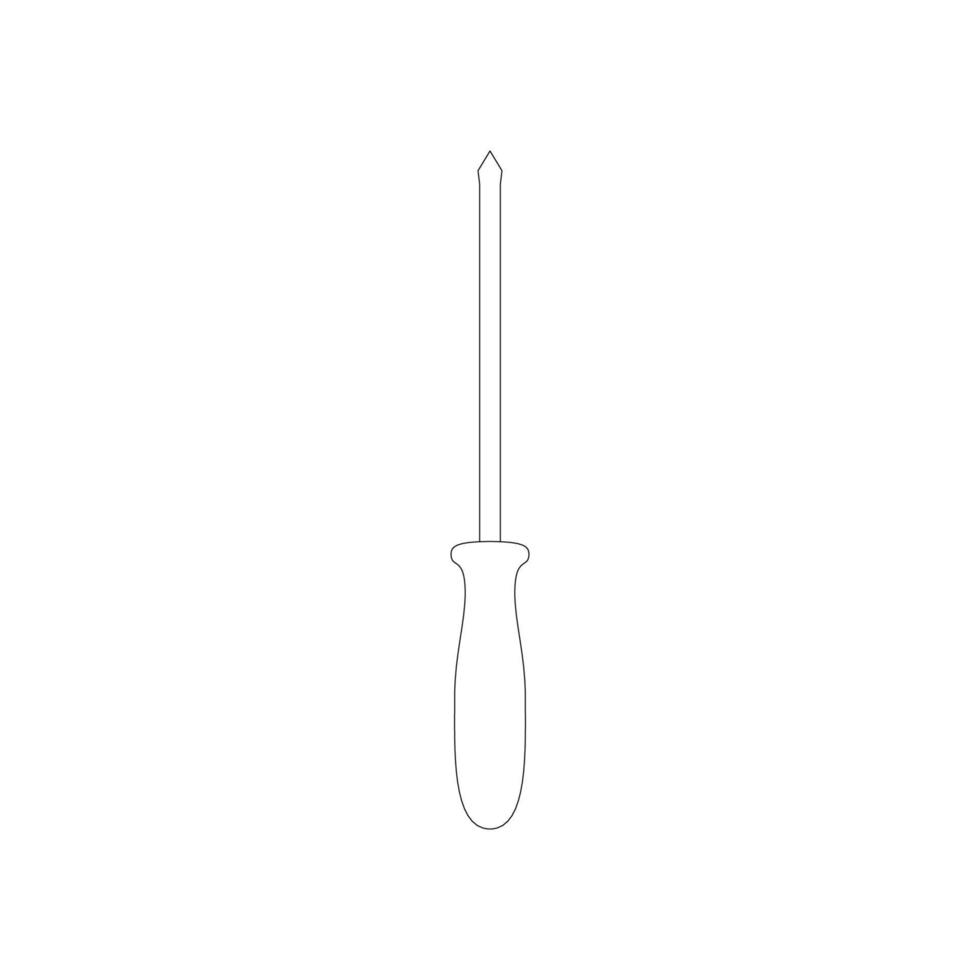 Screwdriver icon on white backdrop. Outline simple vector illustration. Isolated object.
