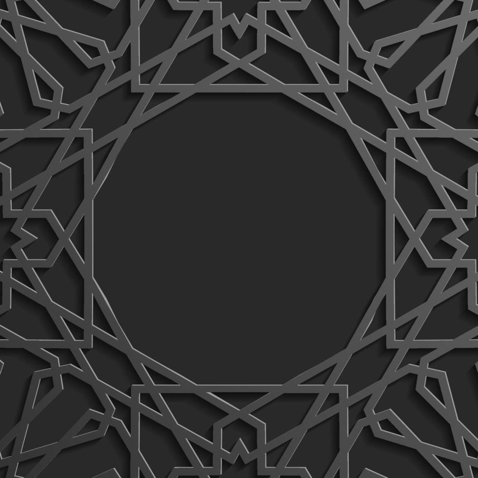 Black islamic pattern geometric background. Ramadan kareem oriental style vector illustration. Ramadhan mubarak vector pattern. Arabic ornament illustration. EPS10.