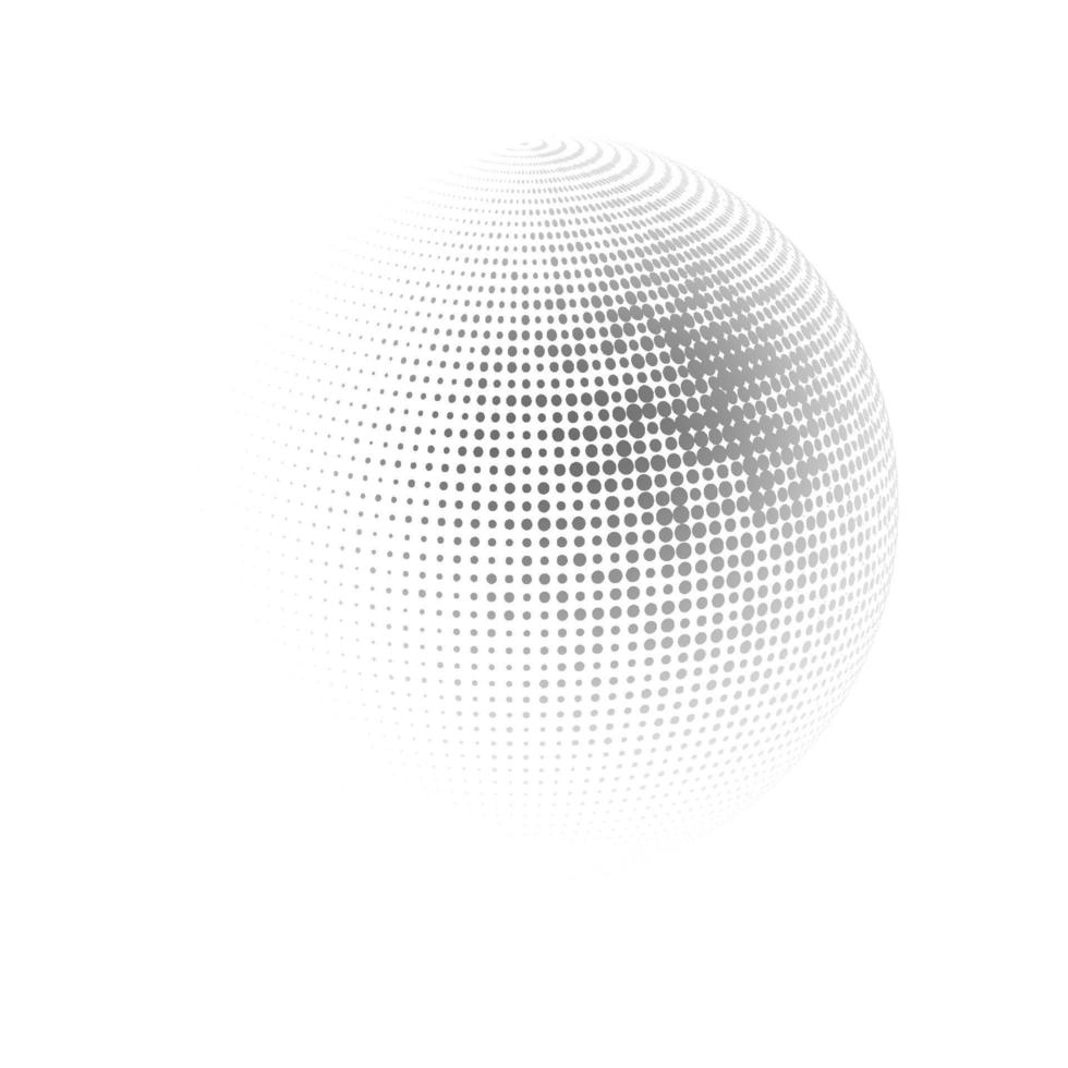 Halftone sphere dotted vector illustration. Circle halftone patterns dots logo. Globe vector illustration.