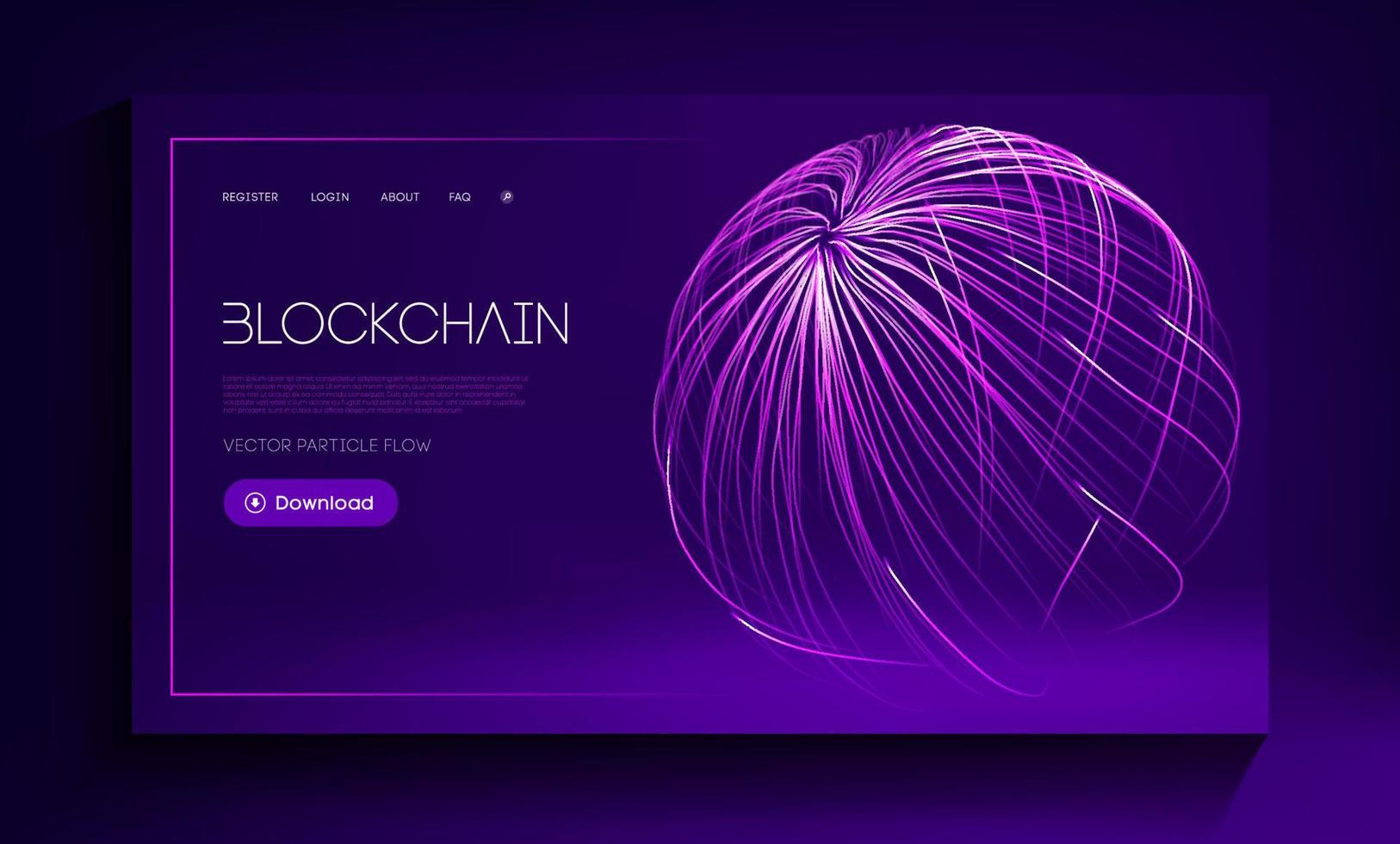 Blockchain technology background. Abstract finance internet technology and cryptocurrency exchange. Abstract sport background. Big data and data protection. Purple flow 3d vector illustration.