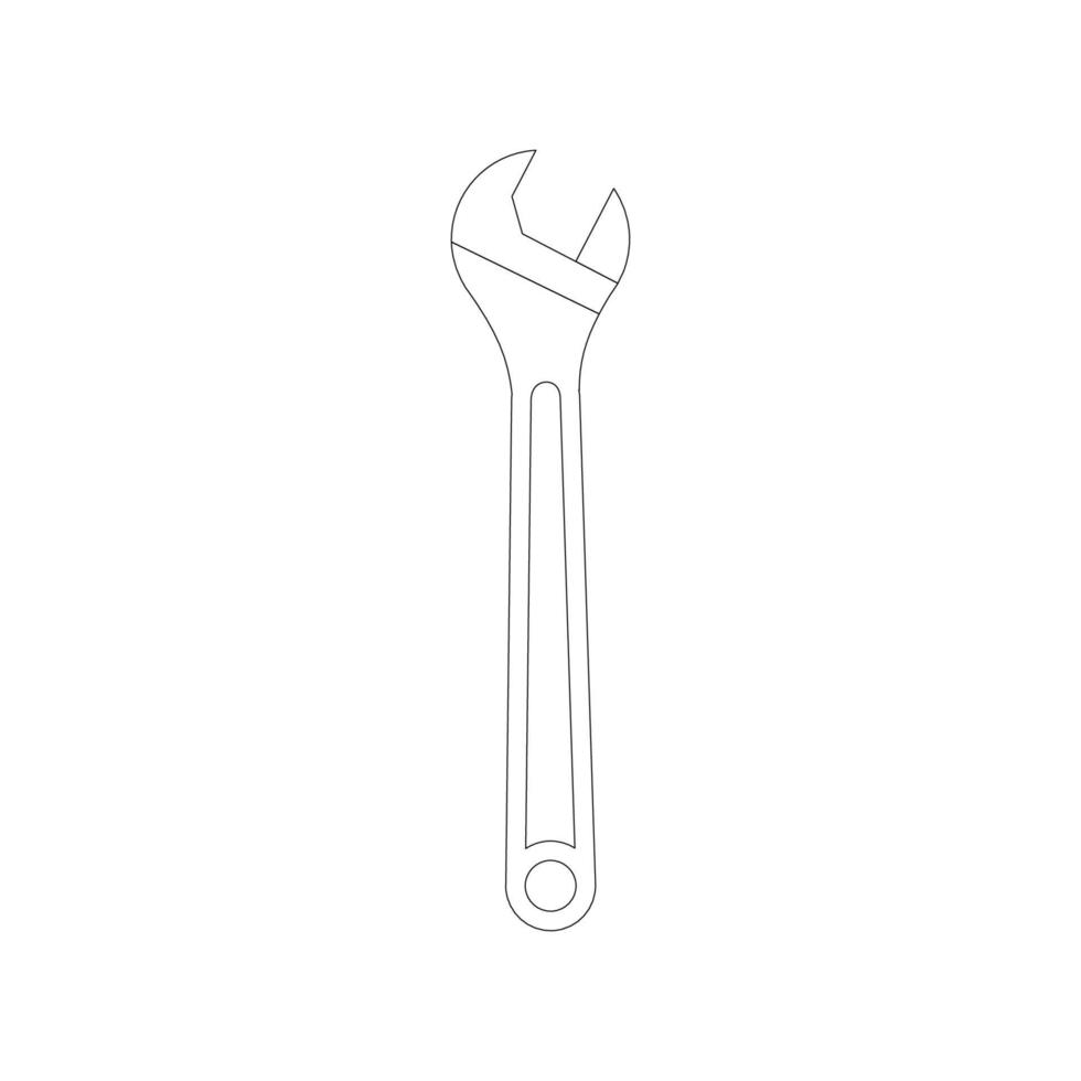 Expanding key icon on white backdrop. Outline simple vector illustration. Isolated object.