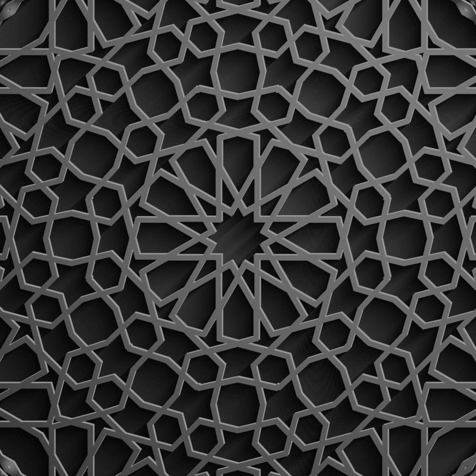 Black islamic pattern vector. Islamic ornament vector, persian motiff. vector