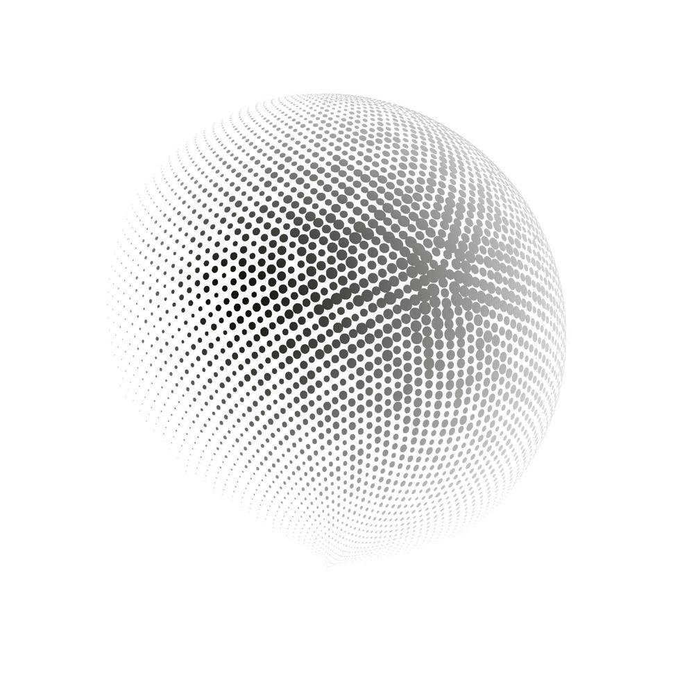 Halftone sphere dotted vector illustration. Circle halftone patterns dots logo. Globe vector illustration.