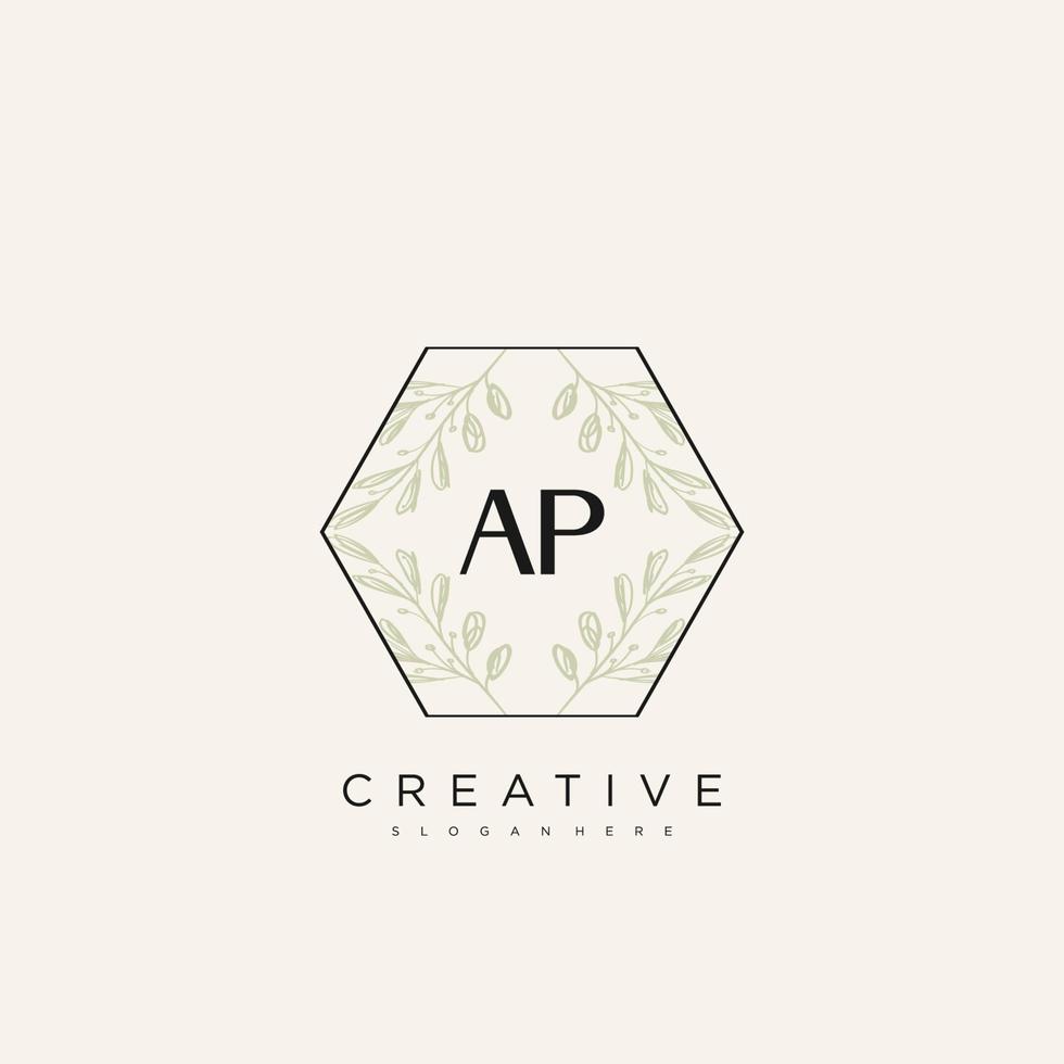 AP Initial Letter Flower Logo Template Vector premium vector art