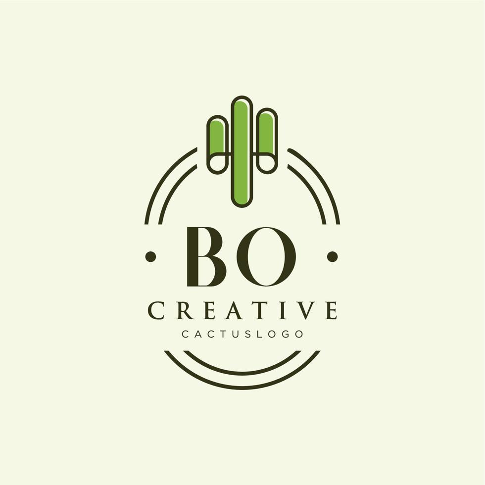 BO Initial letter green cactus logo vector