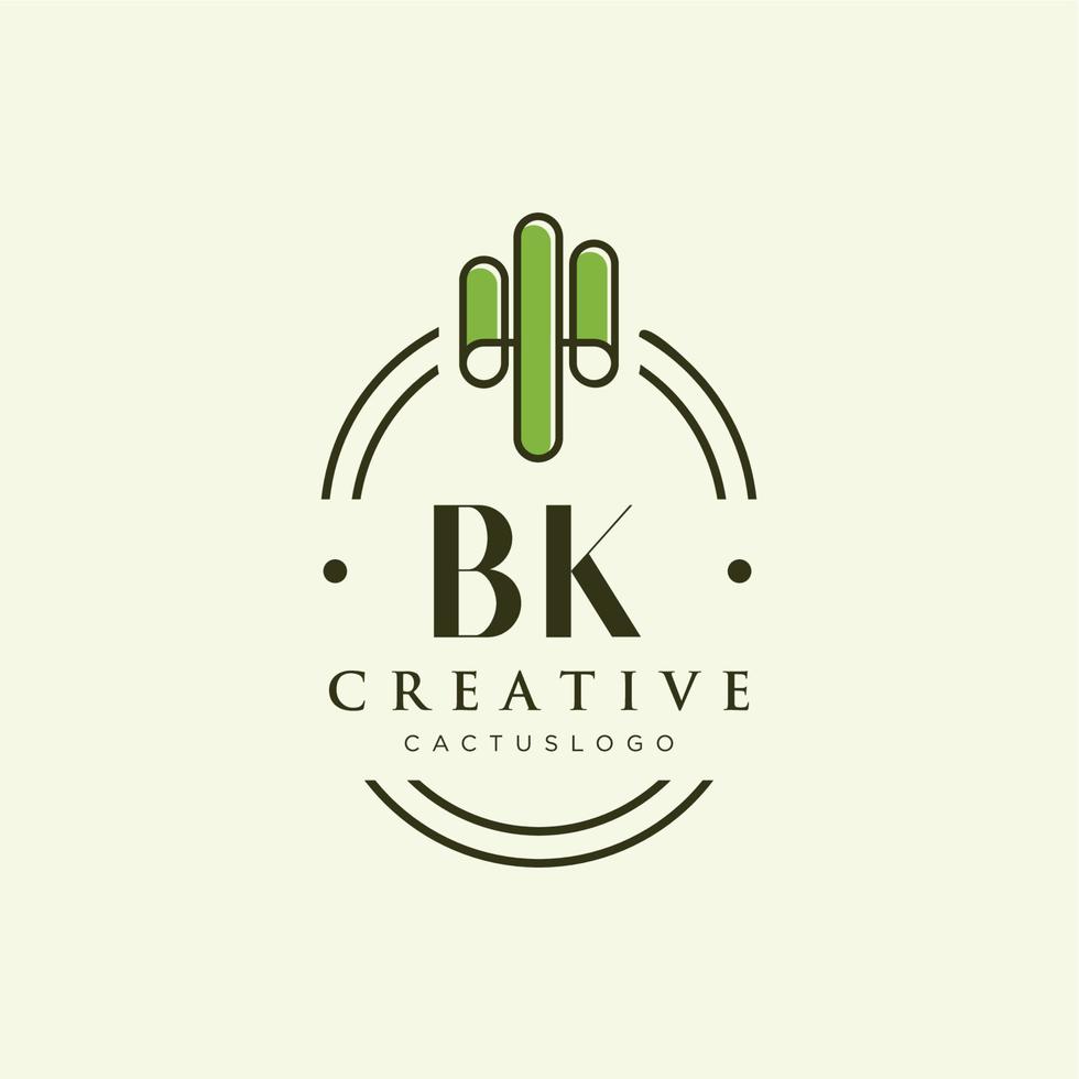 bk letra inicial vector de logotipo de cactus verde