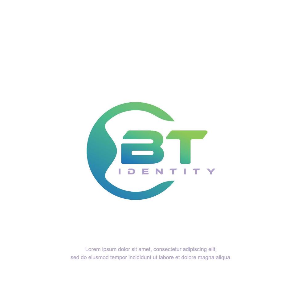 vector de plantilla de logotipo de línea circular de letra inicial bt con color degradado