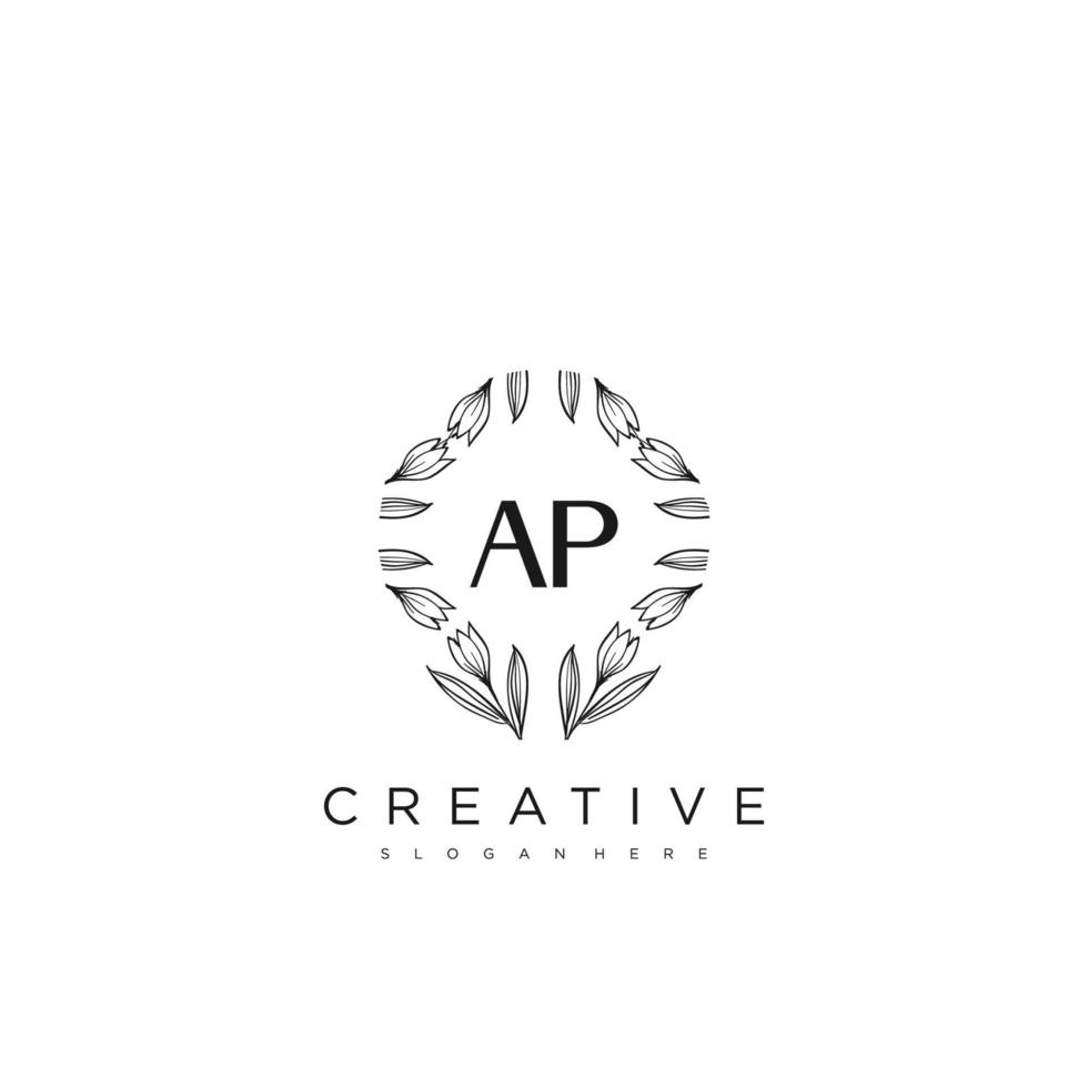 AP Initial Letter Flower Logo Template Vector premium vector art