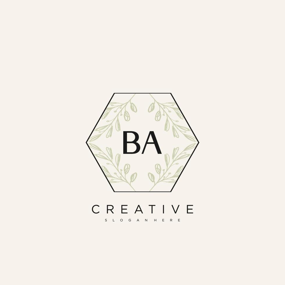 BA Initial Letter Flower Logo Template Vector premium vector art