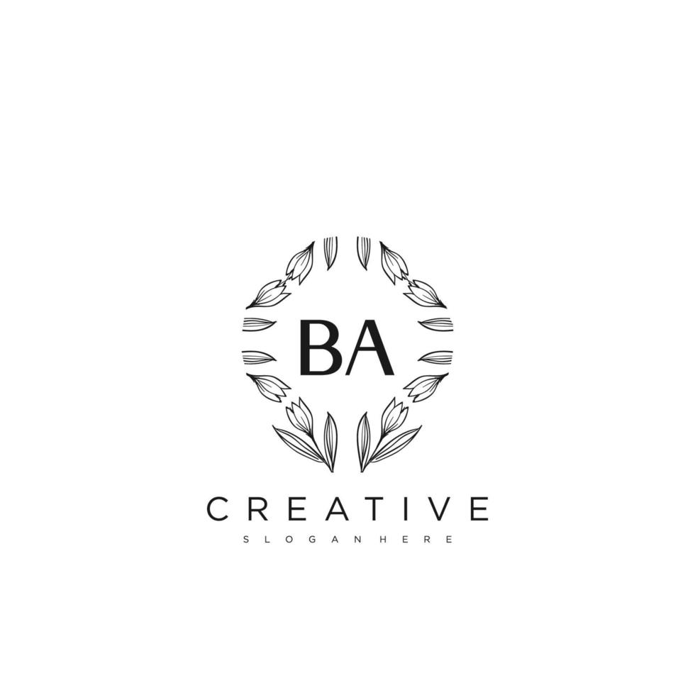 BA Initial Letter Flower Logo Template Vector premium vector art