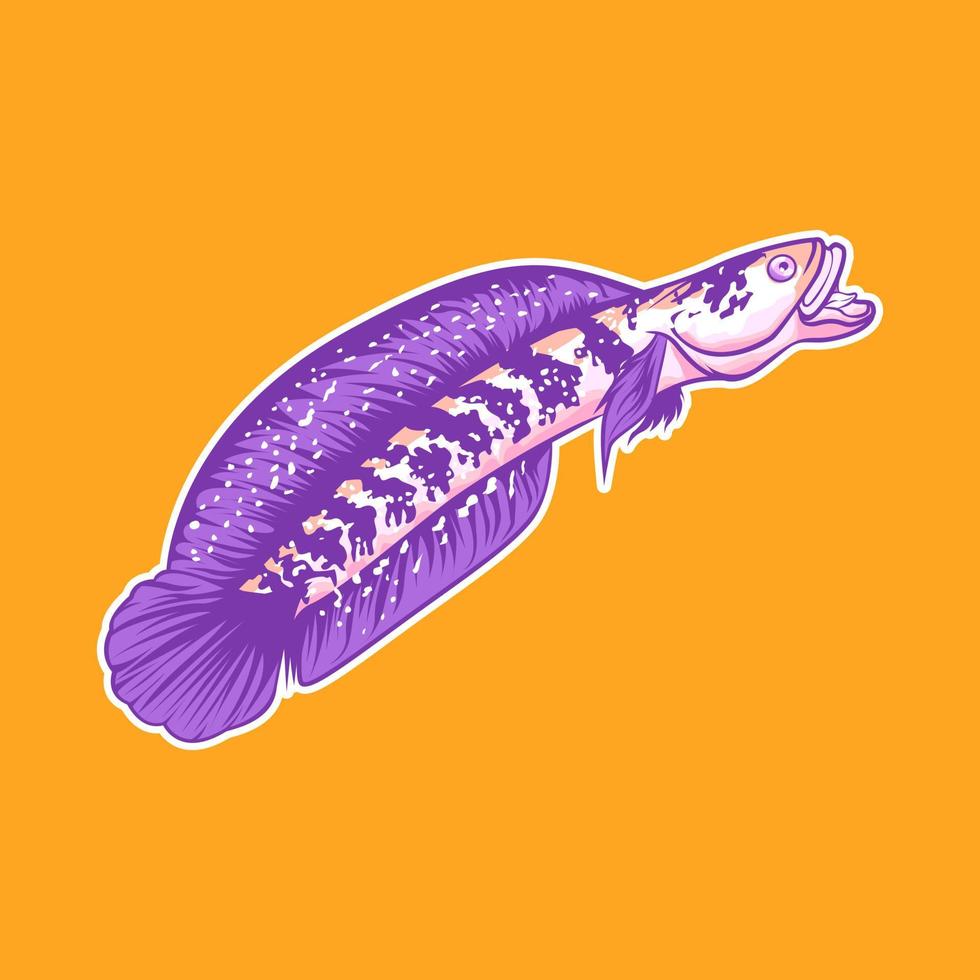 Channa snakehead fish vector mascot logo illustration