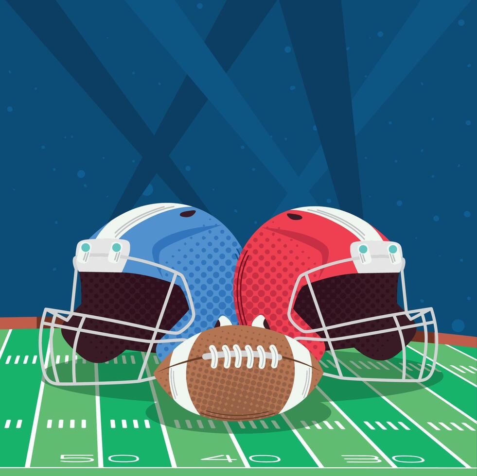 american football balloon and helmets vector