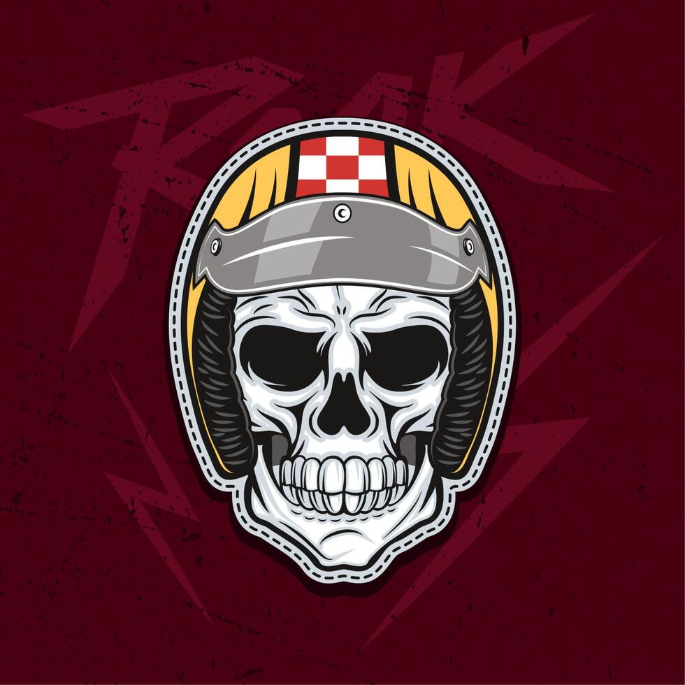 parche de calavera de motocicleta vector