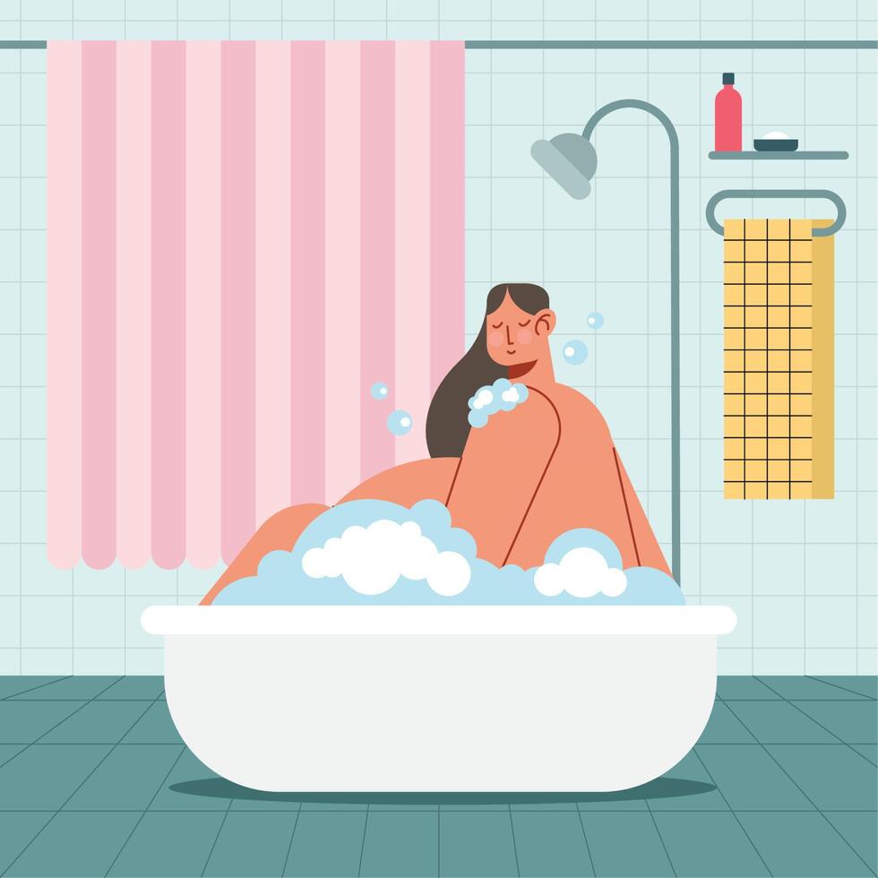 pregnancy woman in bathtub vector