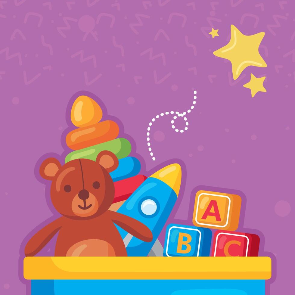 kids toys in basket 12527446 Vector Art at Vecteezy