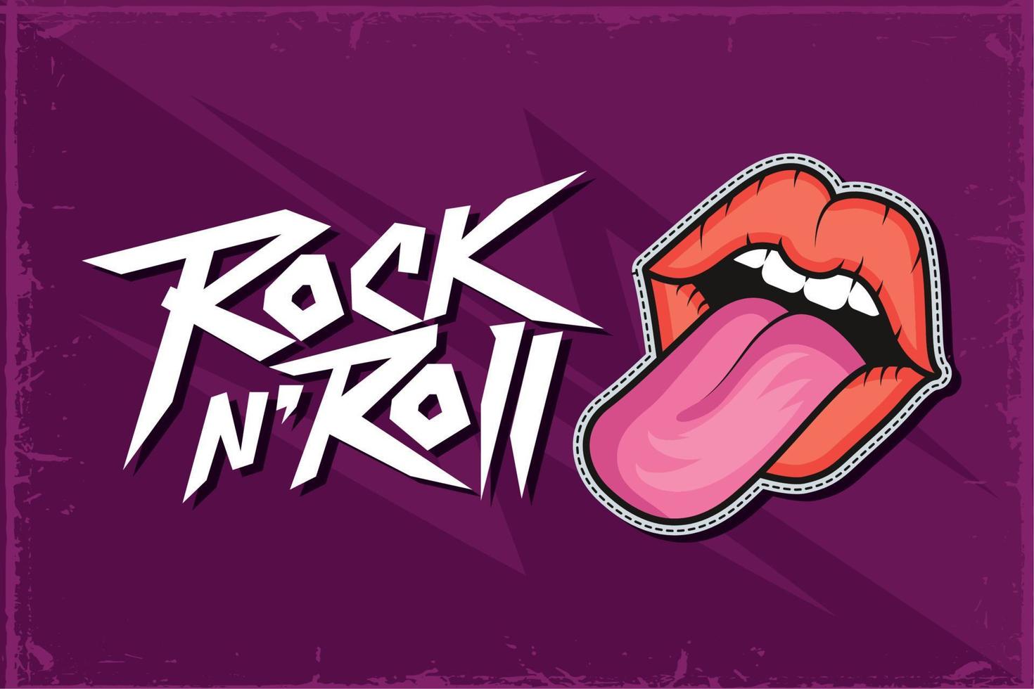mouth patch in rock poster vector