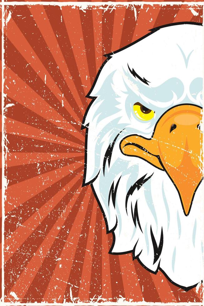 eagle patch in sunburst poster vector