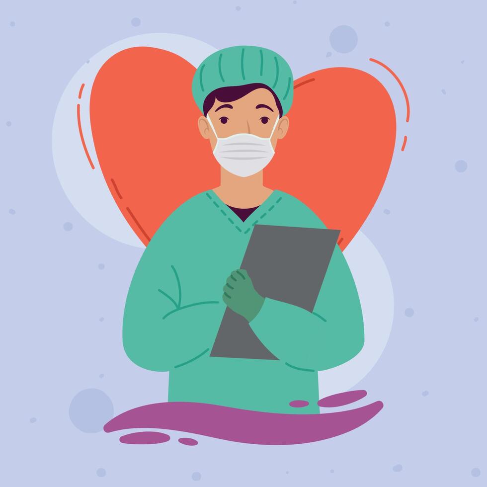 surgeon professional doctor in heart vector