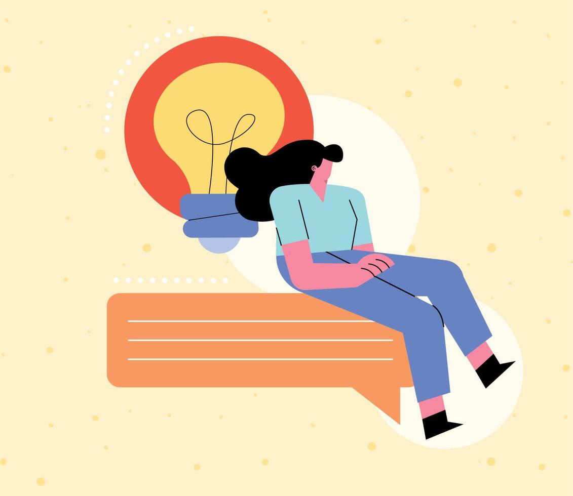 Innovative woman with bulb vector