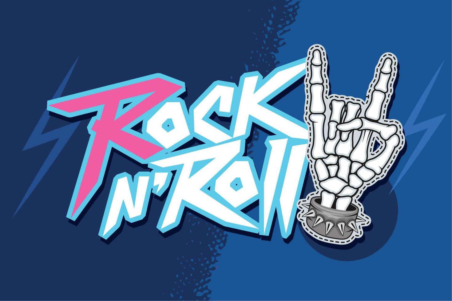 rock and roll skull hand vector