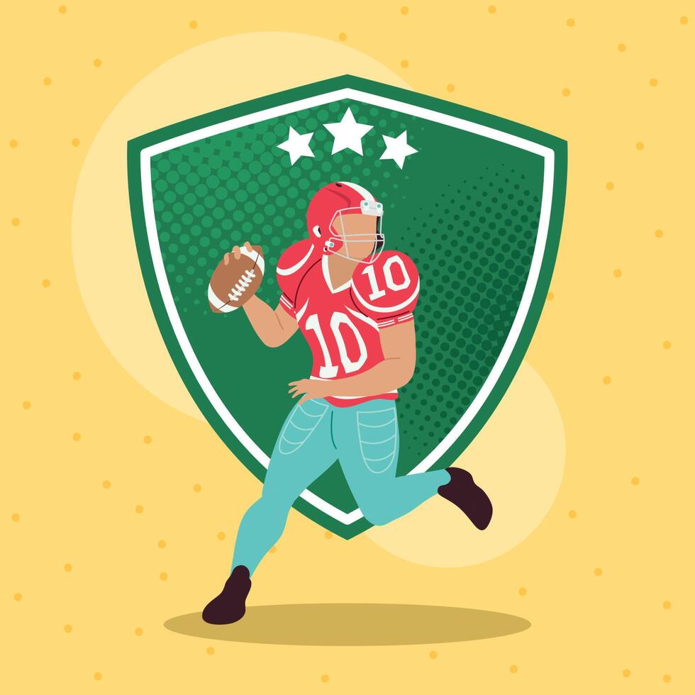 Escudo de jugador de fútbol americano vector