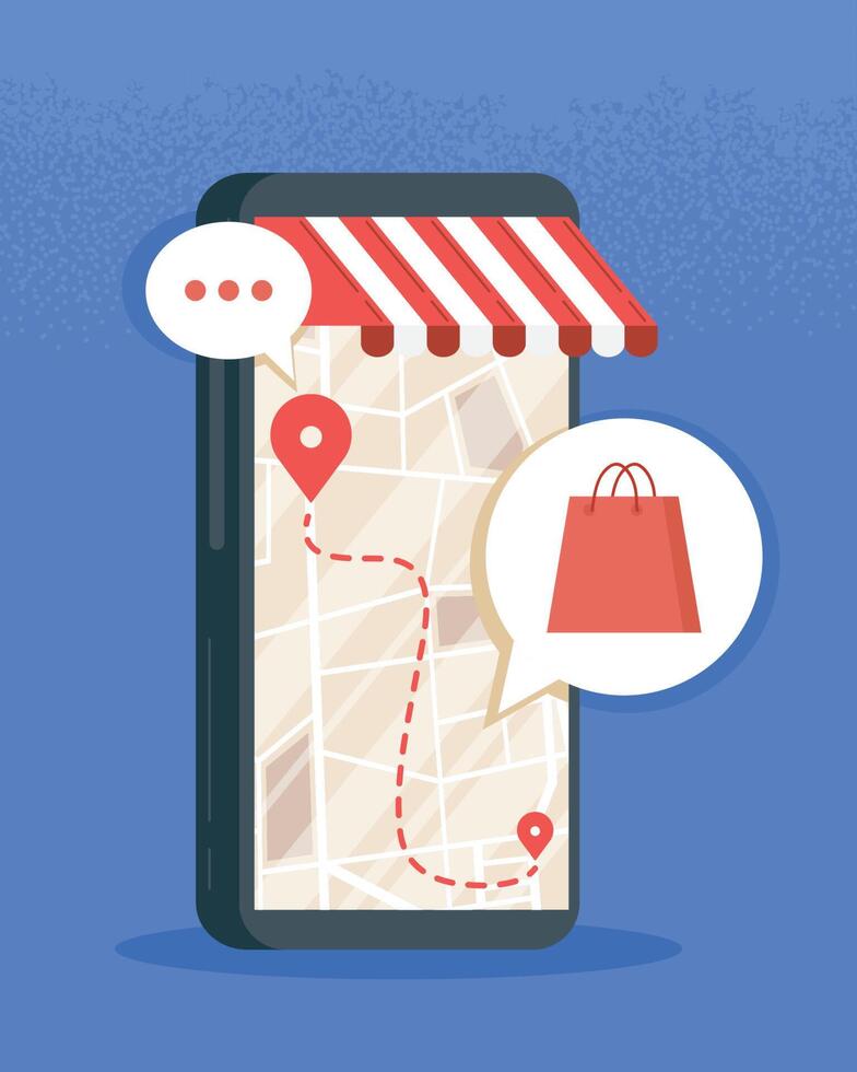 smartphone and shopping bag vector