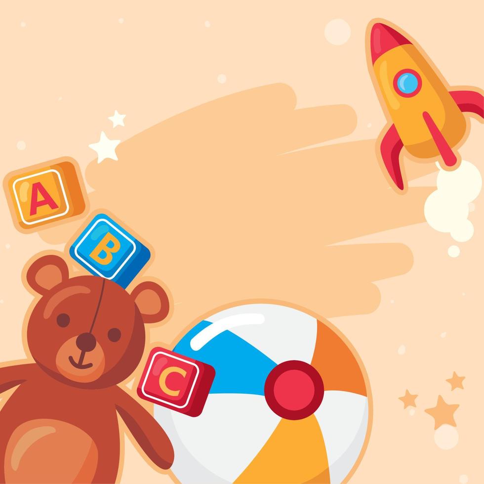 bear teddy and toys vector